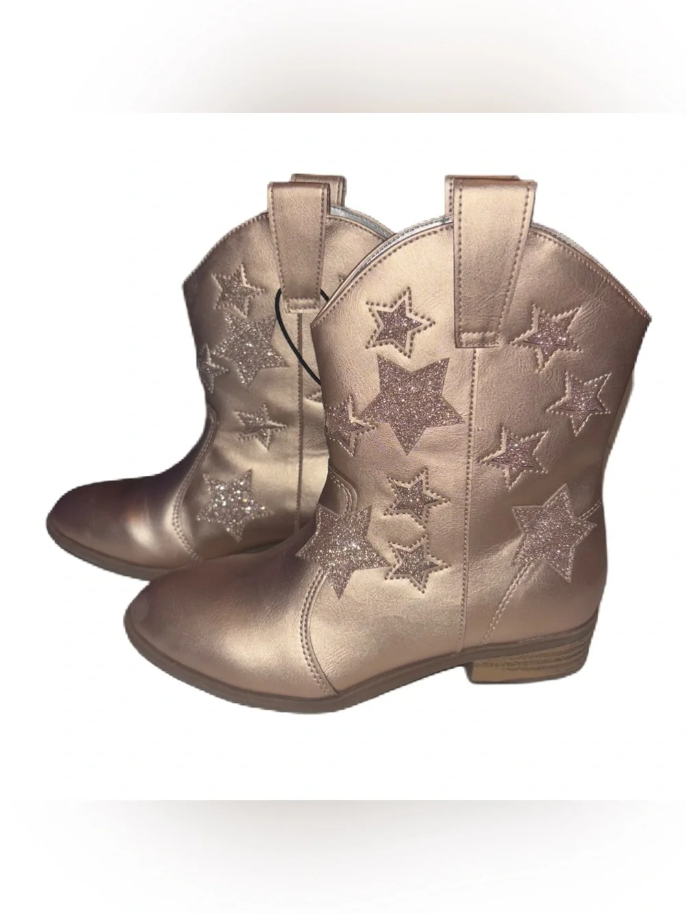 Thereabouts Girls Metallic Sienna Rose Gold Stars Western Cowgirl Ankle Boots 2